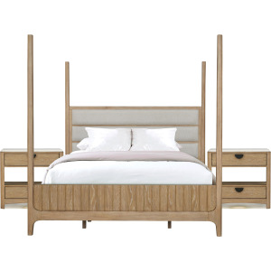 Escape Bedroom King Poster Bed with 2 Nightstands