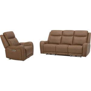 Haywood Butternut Power Reclining Sofa and Recliner