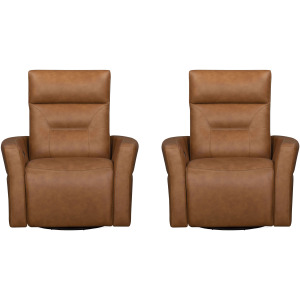 Remmington Vintage Caramel Power Swivel Glider Recliner P2 Two Pack