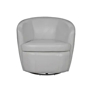 Barolo Steamboat Ice 100% Italian Leather Swivel Club Chair Two Pack