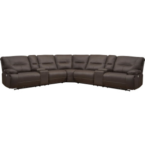 Spartacus Chocolate 7 Piece Modular Power Reclining Sectional with Power Adjustable Headrests