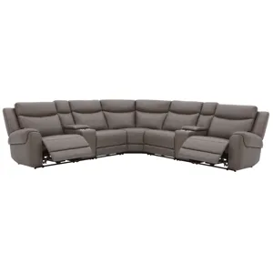 Momentum Dark Granite 7 Piece Modular Power Reclining Sectional with Power Adjustable Headrests