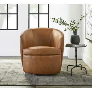 Barolo Vintage Caramel 100% Italian Leather Swivel Club Chair Two Pack