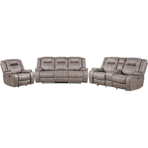 Blake Desert Taupe Manual Reclining Sofa Loveseat and Recliner