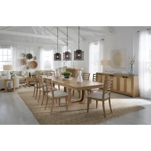 Escape Dining 84 Inch Rectangular Extendable Table with Console and 8 Ladderback Chairs
