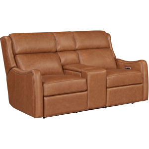 Channing Renaissance Cinnamon Power Zero Gravity Tilt Console Loveseat P3