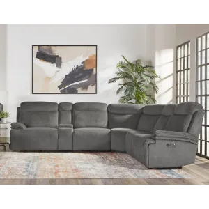 Alpine Airy Midnight 6 Piece Zero Gravity Power Reclining Sectional with Power Adjustable Headrests