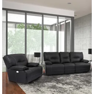 Spartacus Black Power Reclining Sofa and Recliner