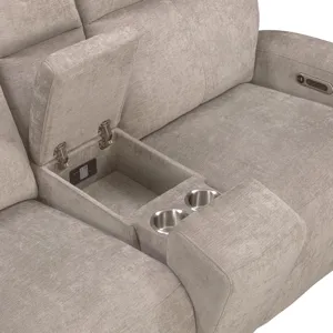 Traxton Jasper Taupe Power Zero Gravity Tilt Console Loveseat P3