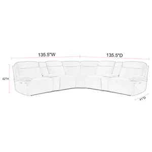 Alpine Airy Snow 7 Piece Zero Gravity Power Reclining Sectional with Power Adjustable Headrests