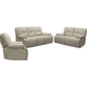 Spartacus Oyster Power Reclining Sofa Loveseat and Recliner