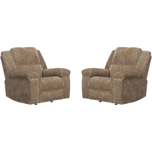 Bronco Plush Tobacco Manual Rocker Recliner Two Pack