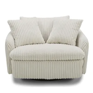 Boomer Mega Ivory Large Swivel Chair with 2 Toss Pillows Two Pack