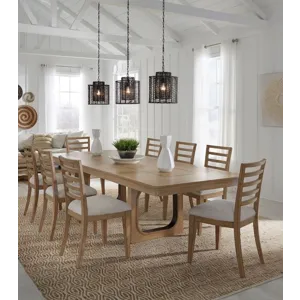 Escape Dining 84 Inch Rectangular Table with 8 Ladderback Chairs