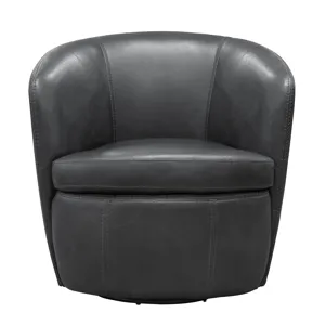 Barolo Vintage Slate 100% Italian Leather Swivel Club Chair Two Pack