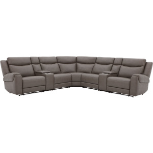 Momentum Dark Granite 7 Piece Modular Power Reclining Sectional with Power Adjustable Headrests