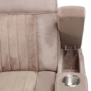 Equinox Mushroom Power Reclining Sofa with Drop Down Table
