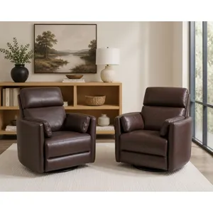 Radius Hickory Brown Manual Swivel Glider Recliner Two Pack
