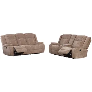 Bruno Plush Tobacco Manual Sofa and Loveseat