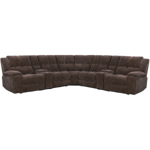 Bronco Plush Umber 7 Piece Modular Zero Gravity Power Reclining Sectional with Power Adjustable Headrests