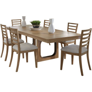 Escape Dining 84 Inch Rectangular Table with 6 Ladderback Chairs