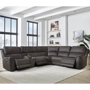 Easton Steamboat Brown 6 Piece Zero Gravity Power Reclining Sectional with Power Adjustable Headrest
