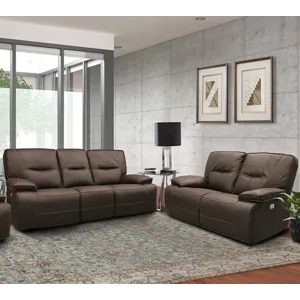 Spartacus Chocolate Power Reclining Sofa and Loveseat