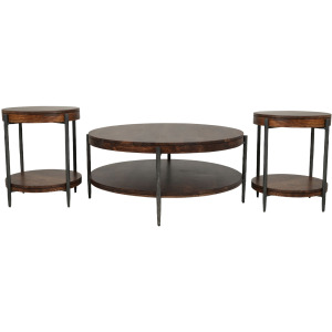 Bengal 41 Inch Round Cocktail Table with 2 End Tables