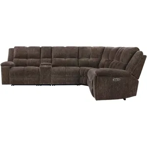 Bronco Plush Umber 6 Piece Modular Zero Gravity Power Reclining Sectional with Power Adjustable Headrests