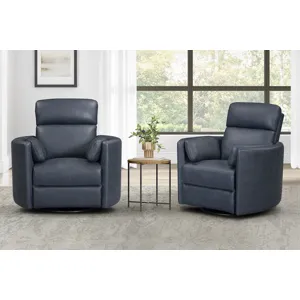 Radius Vintage Navy Swivel Power Glider Recliner Two Pack