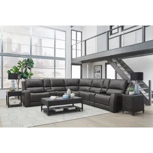 Belmont Autumn Fog 7 Piece Zero Gravity Power Reclining Sectional with Power Adjustable Headrests