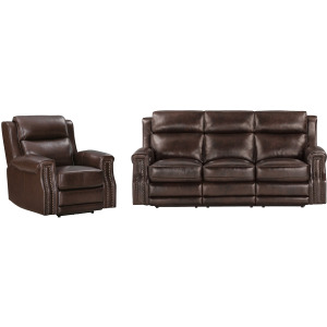 Hensley Smooth Espresso Power Reclining Sofa and Recliner
