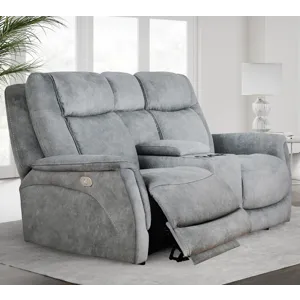 Linus Hudson Grey Power Reclining Sofa and Loveseat