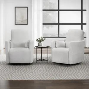 Turner Acadia White Manual Swivel Glider Recliner Two Pack