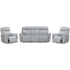 Cascade Seamist Grey Power Reclining Sofa and Two Recliners