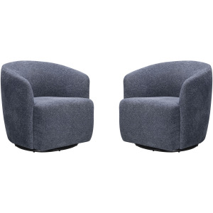 Mingle Thatch Blue Swivel Glider Accent Chair Two Pack
