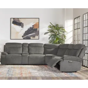 Alpine Airy Midnight 6 Piece Zero Gravity Power Reclining Sectional with Power Adjustable Headrests