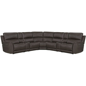 Easton Steamboat Brown 7 Piece Zero Gravity Power Reclining Sectional with Power Adjustable Headrests