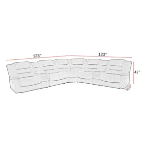 Bolton Misty Storm 7 Piece Modular Reclining Sectional and Entertainment Console