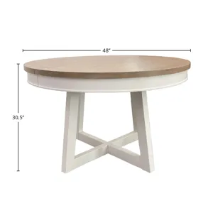 Americana Modern Dining 48 inch Round Extendable Dining Table and 4 Upholstered Chairs