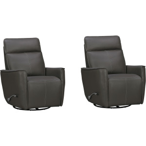 Roxy Abby Dark Grey Manual Swivel Glider Recliner Two Pack