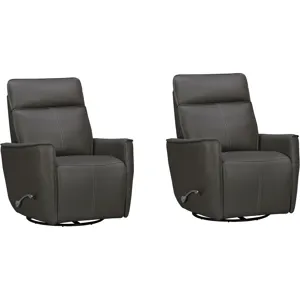Roxy Abby Dark Grey Manual Swivel Glider Recliner Two Pack