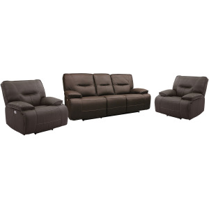 Spartacus Chocolate Power Reclining Sofa and Two Recliners