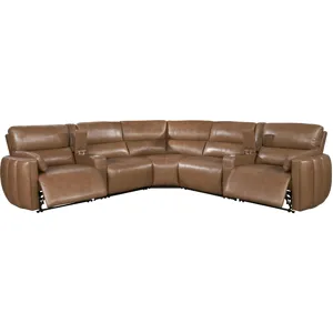 Modesto Sable 7 Piece Modular Power Reclining Sectional with Power Adjustable Headrests