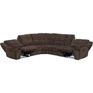 Bronco Plush Umber 6 Piece Modular Manual Reclining Sectional