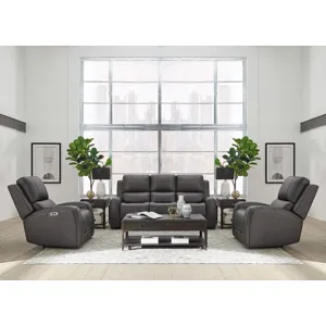 Belmont Autumn Fog Zero Gravity Power Reclining Sofa and 2 Recliners