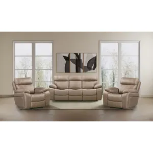 Theon Stokes Toffee Manual Glider Reclining Sofa and Two Recliners