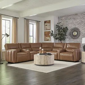 Modesto Sable 7 Piece Modular Power Reclining Sectional with Power Adjustable Headrests
