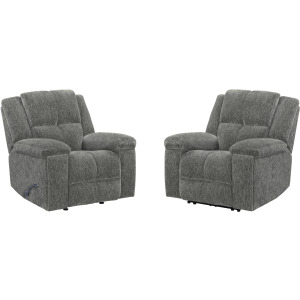 Bronco Plush Charcoal Manual Rocker Recliner Two Pack