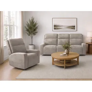 Traxton Jasper Taupe Power Zero Gravity Sofa and Recliner